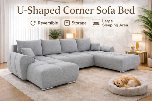 Shaped corner sofa bed with - corner,
