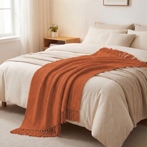 Knitted throw blanket - knitted,