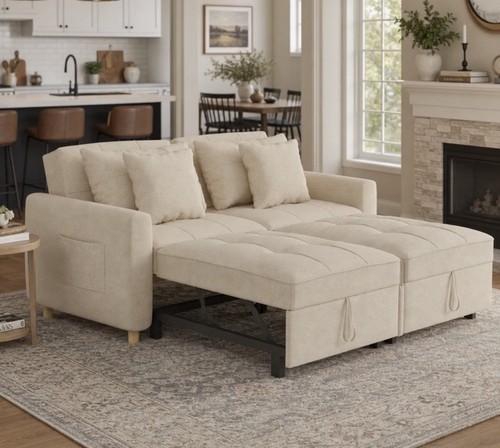 Beige seater sofa bed pull - seater,
